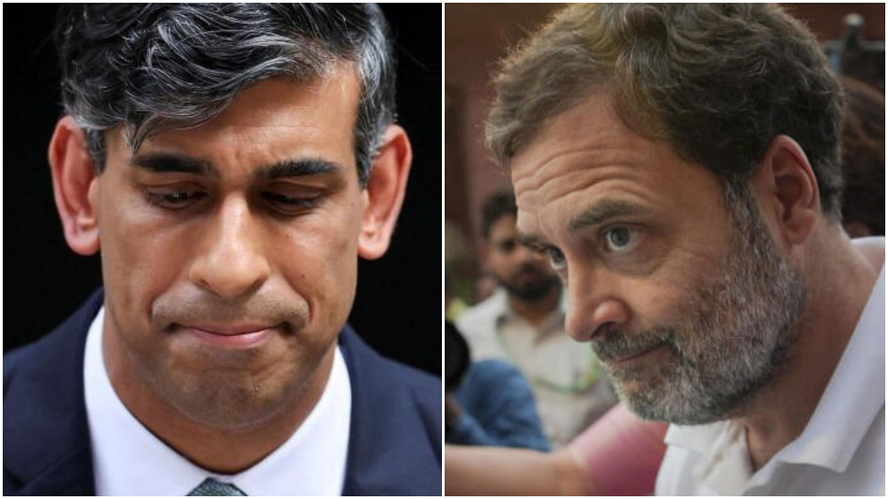 <div class="paragraphs"><p>Former British PM Rishi Sunak (L), Congress leader and LoP in Lok Sabha Rahul Gandhi (R).</p></div>